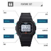 Skmei 1608 Multi-Function Student Electronic Watch Water-resistant Timing Silicone Sports Watch(Blue)