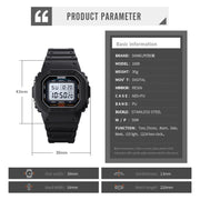 Skmei 1608 Multi-Function Student Electronic Watch Water-resistant Timing Silicone Sports Watch(Blue)