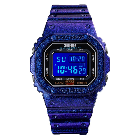 Skmei 1608 Multi-Function Student Electronic Watch Water-resistant Timing Silicone Sports Watch(Blue)