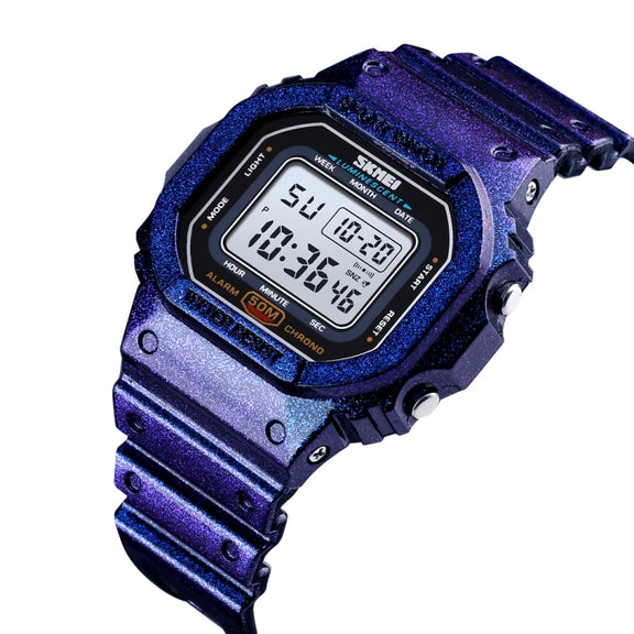 Skmei 1608 Multi-Function Student Electronic Watch Water-resistant Timing Silicone Sports Watch(Blue)