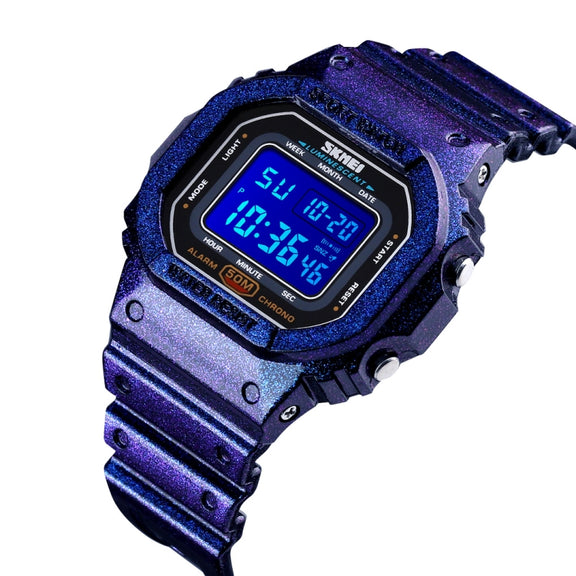 Skmei 1608 Multi-Function Student Electronic Watch Water-resistant Timing Silicone Sports Watch(Blue)