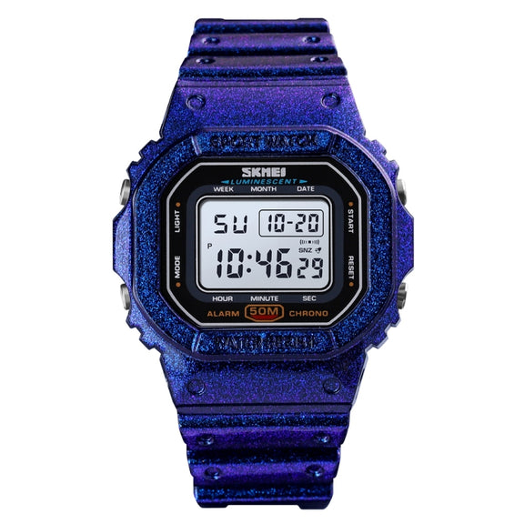 Skmei 1608 Multi-Function Student Electronic Watch Water-resistant Timing Silicone Sports Watch(Blue)