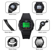 Skmei 1608 Multi-Function Student Electronic Watch Water-resistant Timing Silicone Sports Watch(Blue)