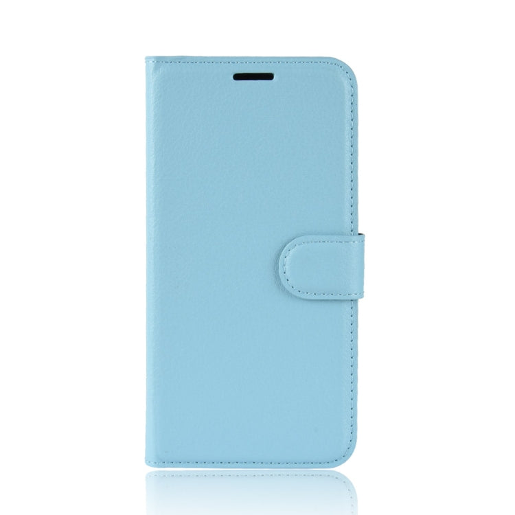 For OPPO Realme C3 (3 Cameras) Litchi Texture Horizontal Flip Protective Case with Holder & Card Slots & Wallet(Blue)