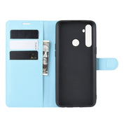 For OPPO Realme C3 (3 Cameras) Litchi Texture Horizontal Flip Protective Case with Holder & Card Slots & Wallet(Blue)