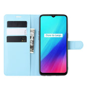 For OPPO Realme C3 (3 Cameras) Litchi Texture Horizontal Flip Protective Case with Holder & Card Slots & Wallet(Blue)