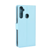For OPPO Realme C3 (3 Cameras) Litchi Texture Horizontal Flip Protective Case with Holder & Card Slots & Wallet(Blue)