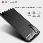 For Sony Xperia 10 II Brushed Texture Carbon Fiber TPU Case(Navy Blue)
