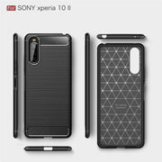 For Sony Xperia 10 II Brushed Texture Carbon Fiber TPU Case(Navy Blue)