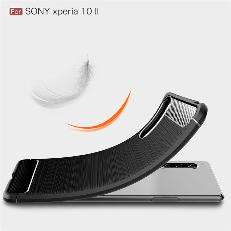 For Sony Xperia 10 II Brushed Texture Carbon Fiber TPU Case(Navy Blue)