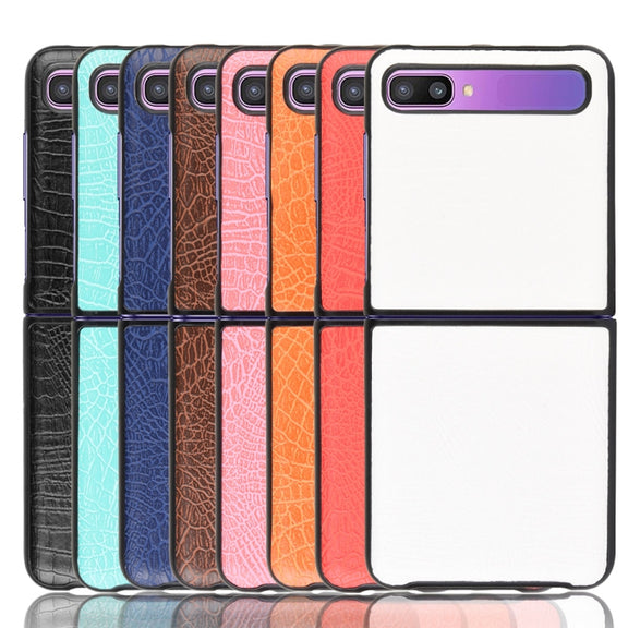 For Galaxy Z Flip Shockproof Crocodile Texture PC + PU Case(Light green)