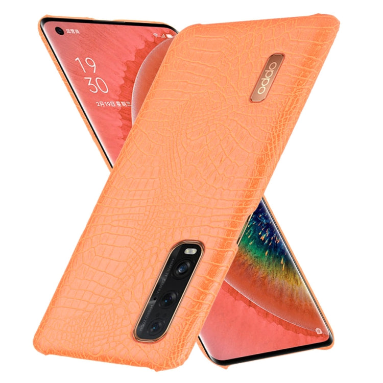 For Oppo Find X2 Pro Shockproof Crocodile Texture PC + PU Case(Orange)