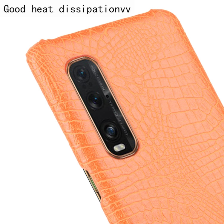 For Oppo Find X2 Pro Shockproof Crocodile Texture PC + PU Case(Orange)