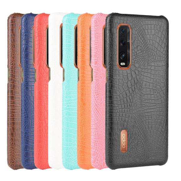 For Oppo Find X2 Pro Shockproof Crocodile Texture PC + PU Case(Orange)
