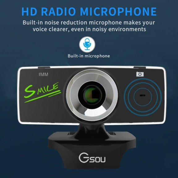Gsou B18S HD Webcam Built-in Microphone Smart Web Camera USB Streaming Live Camera With Noise Cancellation