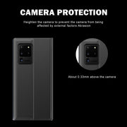 For Galaxy S20 Plus Side Display Magnetic Horizontal Flip Plain Texture Cloth + PC Case with Holder & Sleep / Wake-up Function(Silver)