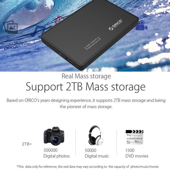 ORICO 2588US3-V1 2.5 inch USB3.0 Hard Drive Enclosure(Black)