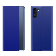 For Galaxy Note 10 Plain Texture Cloth Attraction Flip Holder Leather Phone Case(Blue)