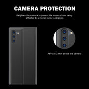 For Galaxy Note 10 Plain Texture Cloth Attraction Flip Holder Leather Phone Case(Blue)