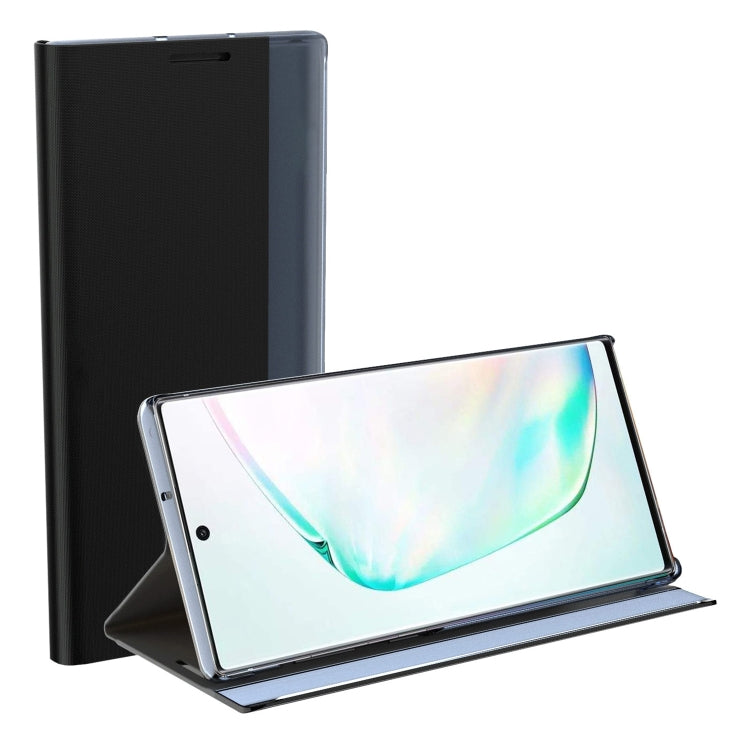 For Galaxy Note 10 Plain Texture Cloth Attraction Flip Holder Leather Phone Case(Blue)