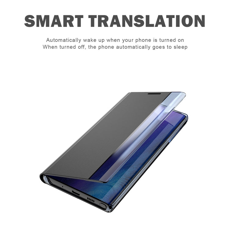 For Galaxy Note 10 Plain Texture Cloth Attraction Flip Holder Leather Phone Case(Blue)