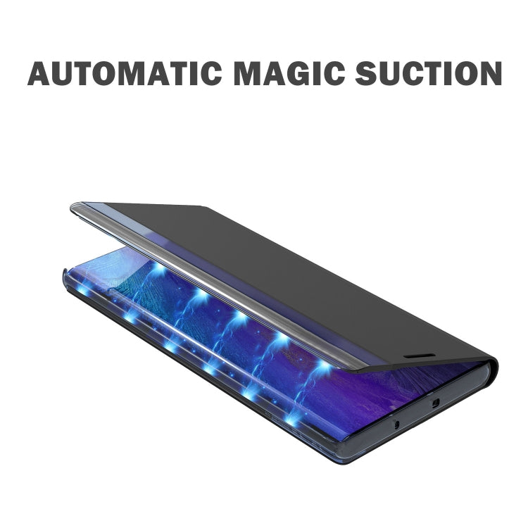 For Galaxy Note 10 Plain Texture Cloth Attraction Flip Holder Leather Phone Case(Blue)
