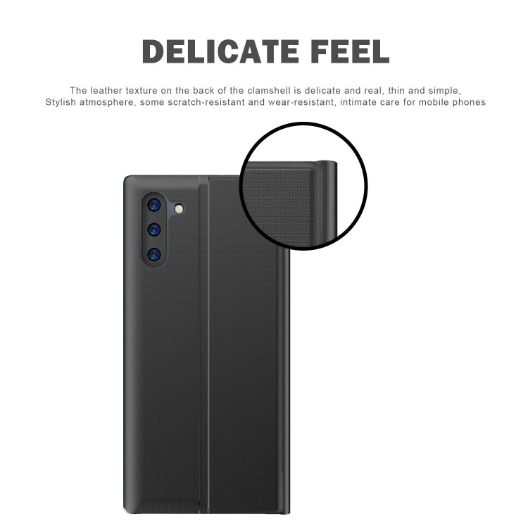 For Galaxy Note 10 Plain Texture Cloth Attraction Flip Holder Leather Phone Case(Blue)