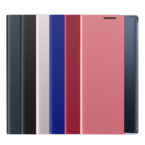 For Galaxy Note 10 Plain Texture Cloth Attraction Flip Holder Leather Phone Case(Blue)