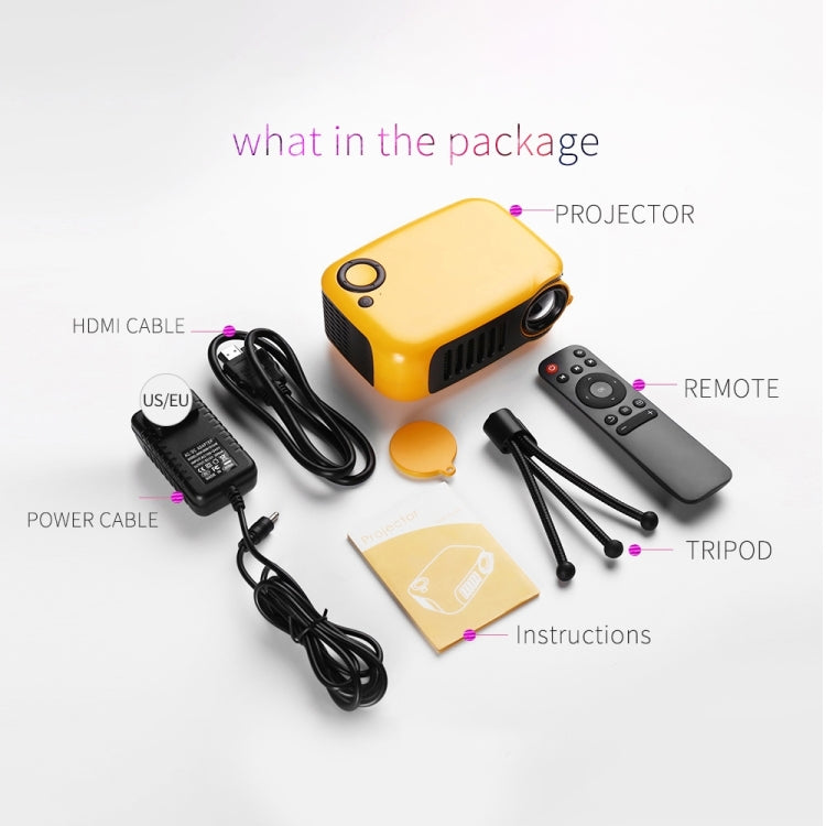 A2000 Portable Projector 800 Lumen LCD Home Theater Video Projector, Support 1080P, US Plug (Orange)