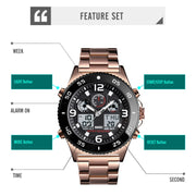 SKMEI 1538 Multi-Function Time Large Dial Steel Belt Men  Casual Sports Electronic Watch(Silver-Silicone Belt)