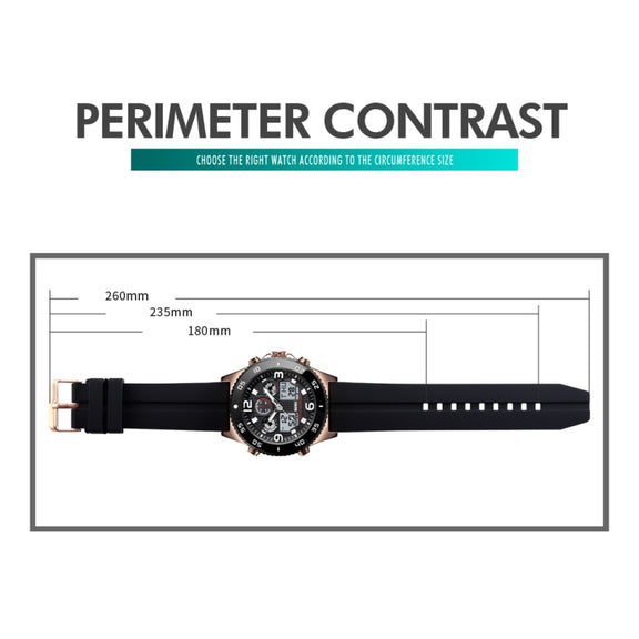 SKMEI 1538 Multi-Function Time Large Dial Steel Belt Men  Casual Sports Electronic Watch(Black-Silicone Belt)
