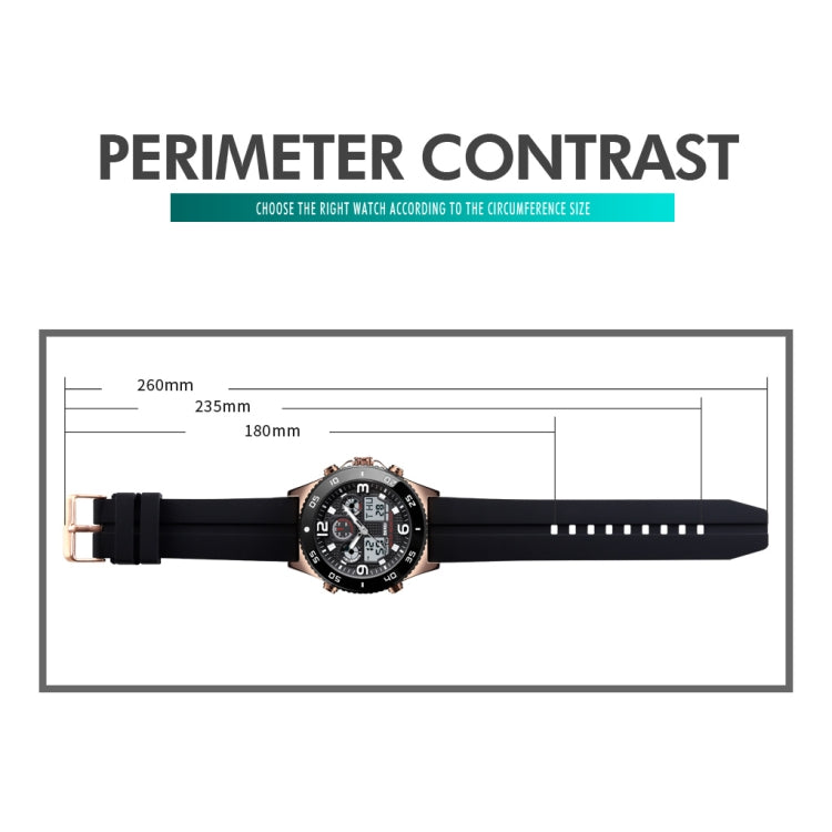 SKMEI 1538 Multi-Function Time Large Dial Steel Belt Men  Casual Sports Electronic Watch(Black-Silicone Belt)