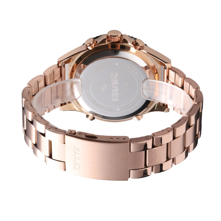 SKMEI 1538 Multi-Function Time Large Dial Steel Belt Men  Casual Sports Electronic Watch(Silver-Steel Belt)
