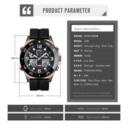 SKMEI 1538 Multi-Function Time Large Dial Steel Belt Men  Casual Sports Electronic Watch(Silver-Steel Belt)