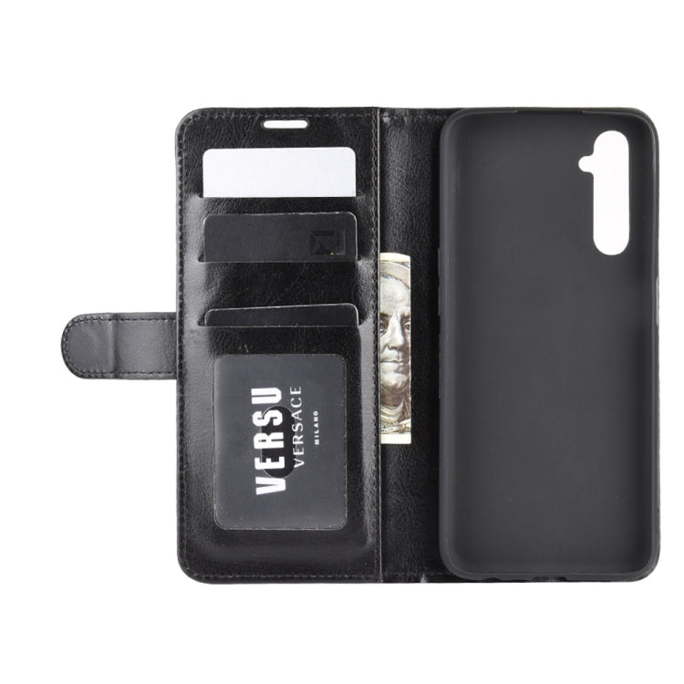For OPPO Realme 6 R64 Texture Single Horizontal Flip Protective Case with Holder & Card Slots & Wallet& Photo Frame(Black)