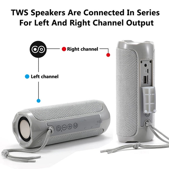 T&G TG191 10W Water-resistant Bluetooth Speaker Stereo Double Diaphragm Subwoofer Portable Audio FM Radio(Gray)