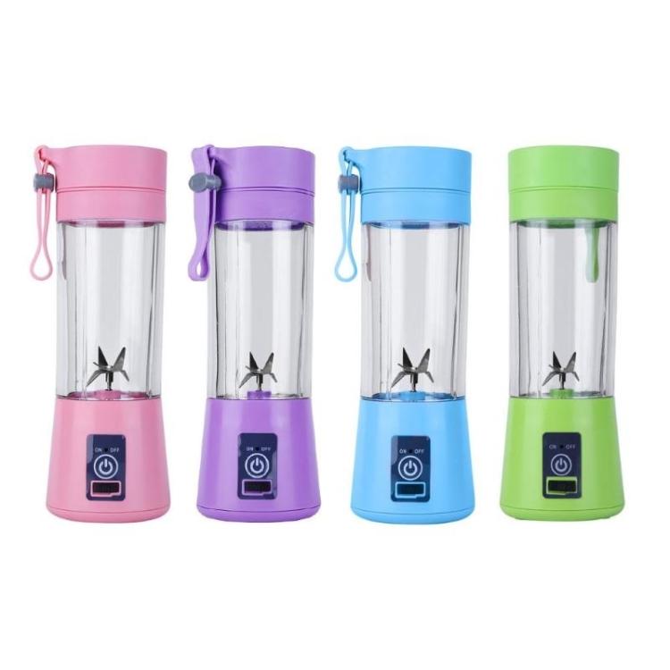 USB Rechargeable Electric Automatic Vegetable Fruit Citrus Orange Juice Maker Cup Mixer Bottle (380ML)(6 Blades Purple)