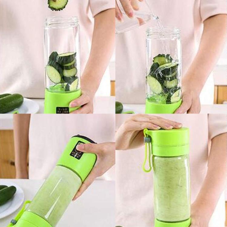USB Rechargeable Electric Automatic Vegetable Fruit Citrus Orange Juice Maker Cup Mixer Bottle (380ML)(6 Blades Purple)