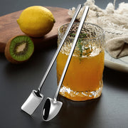2 PCS Stainless Steel Spoon Creative Coffee Spoon Bar Ice Spoon Gold Plated Long Stirring Spoon, Style:Round Spoon, Color:Gold