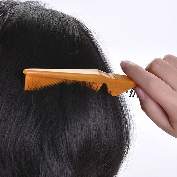 Portable Travel Folding Comb Anti-static Massage Comb(Yellow Wood Grain)