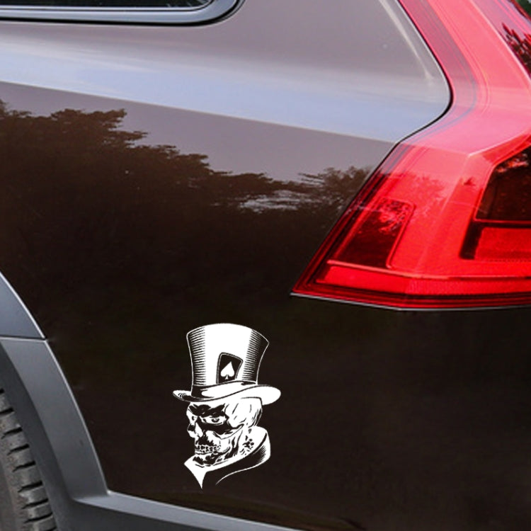 10 PCS Joker Skeleton Skull Playing Cards Poker Monster Hat Shape Vinyl Car Sticker, Size: 11.3x17.6cm(Silver)