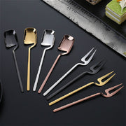 Stainless Steel V-shaped Wall Hanging Design Simple Coffee Spoon Fork Creative Long Handle Stirring Tableware, Style:Fork, Color:Gold