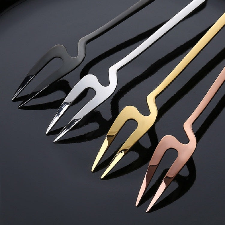 Stainless Steel V-shaped Wall Hanging Design Simple Coffee Spoon Fork Creative Long Handle Stirring Tableware, Style:Fork, Color:Rose Gold
