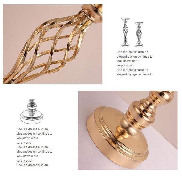 Gold Plated Wrought Iron Candlestick Window Wedding Props Decoration, Size:48cm