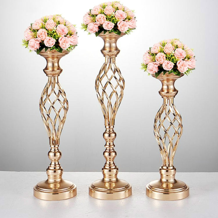 Gold Plated Wrought Iron Candlestick Window Wedding Props Decoration, Size:54cm