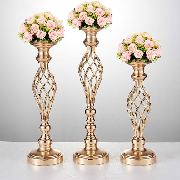 Gold Plated Wrought Iron Candlestick Window Wedding Props Decoration, Size:54cm