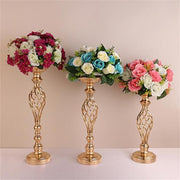 Gold Plated Wrought Iron Candlestick Window Wedding Props Decoration, Size:54cm