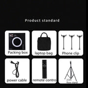 HQ-18N 18 inch 45cm LED Ring Vlogging Photography Video Lights Kits with Remote Control & Phone Clamp & 2.1m Tripod Mount, EU Plug