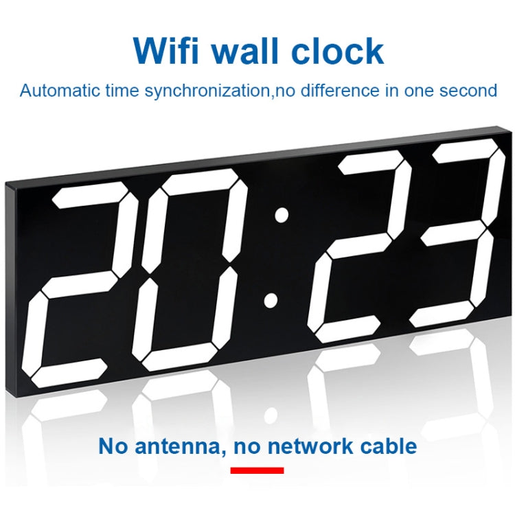 LED Digital Clock Living Room Wall Clock Creative WIFI Clock US Plug, Style:4 Bit WIFI, Color:Sealed Box White