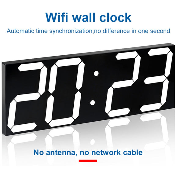 LED Digital Clock Living Room Wall Clock Creative WIFI Clock US Plug, Style:4 Bit WIFI, Color:Sealed Box White